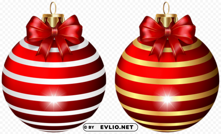 christmas ball set with bow Free transparent background PNG