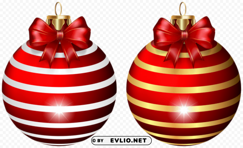 Christmas Ball Set With Bow Free Transparent Background PNG