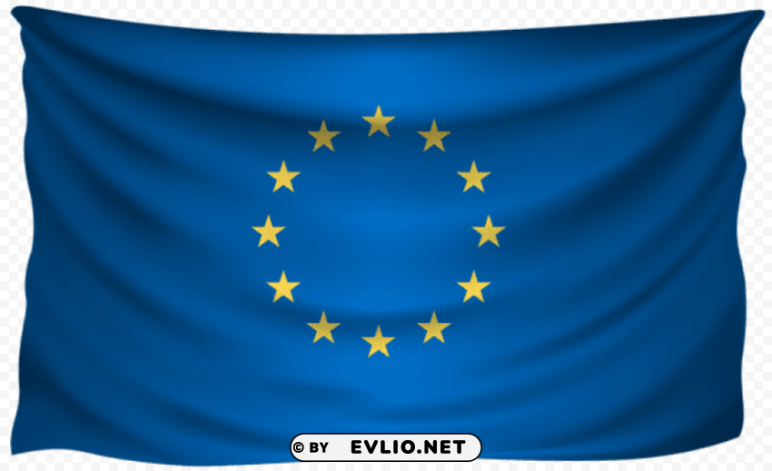 european union wrinkled flag Isolated Icon in HighQuality Transparent PNG
