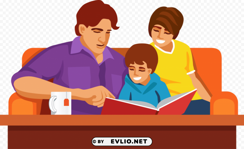 family reading together cartoon Free PNG images with alpha channel