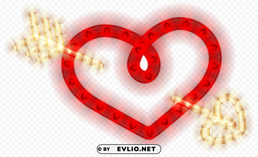 heart with arrow glowing heart Isolated Artwork in Transparent PNG