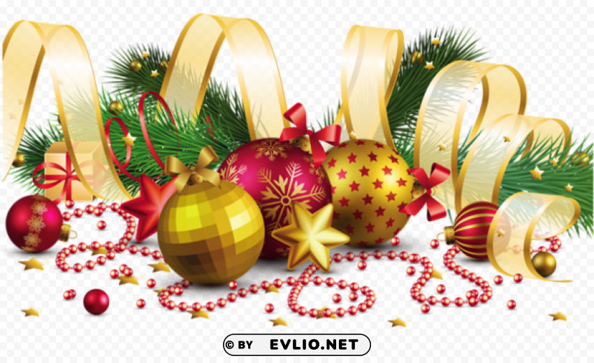 transparent christmas decoration with gold bow PNG Image Isolated with High Clarity