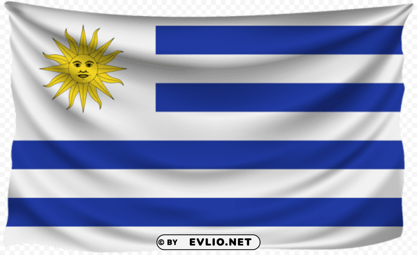 uruguay wrinkled flag PNG without background