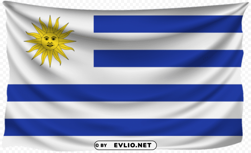 Uruguay Wrinkled Flag PNG Without Background