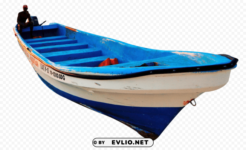 white blue wooden boat Transparent Background Isolated PNG Character