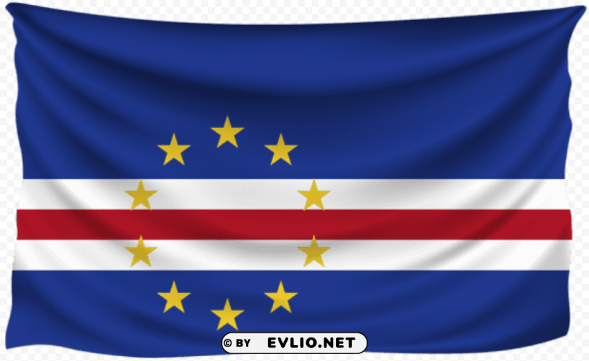 cabo verde wrinkled flag Transparent Background PNG Isolated Icon