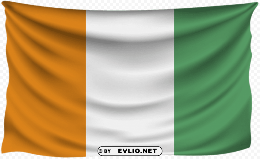 cote d-ivoire wrinkled flag PNG with transparent background for free