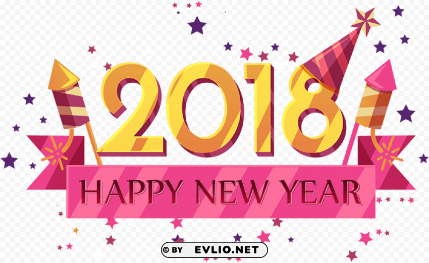 happy new year - 2018 新年 快樂 卡通 PNG Isolated Subject on Transparent Background PNG transparent with Clear Background ID 6a35868f