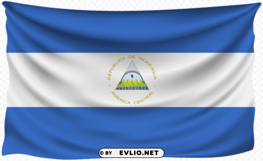 Nicaragua Wrinkled Flag Clear Background PNG Isolated Illustration