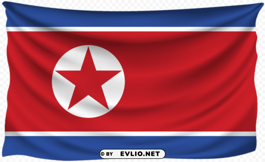 north korea wrinkled flag Clear Background PNG Isolation