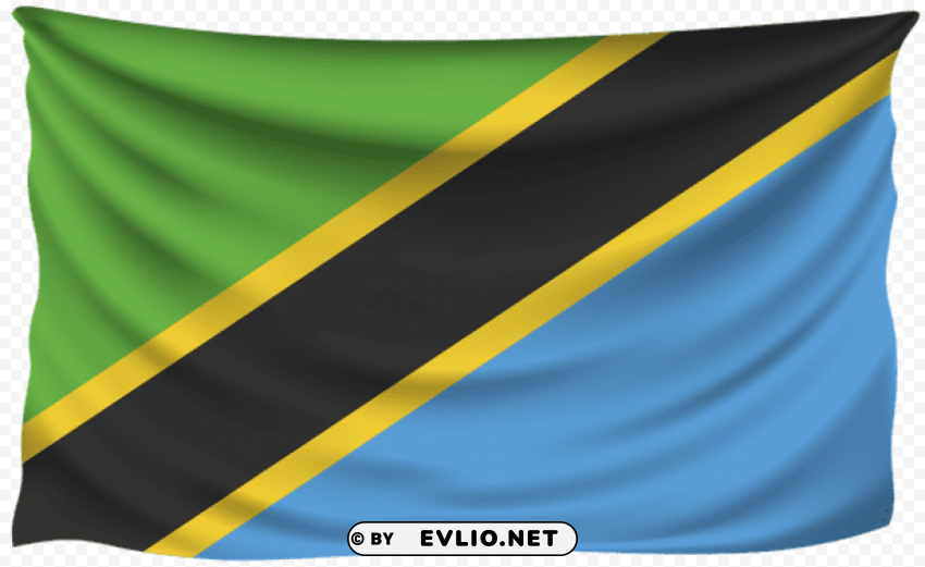 Tanzania Wrinkled Flag Transparent PNG Isolated Illustrative Element