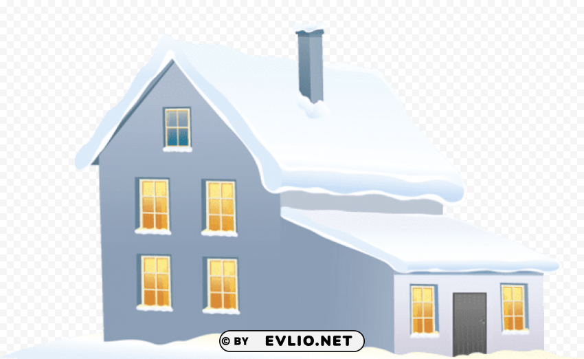 Blue Winter House Transparent PNG Graphics Assortment