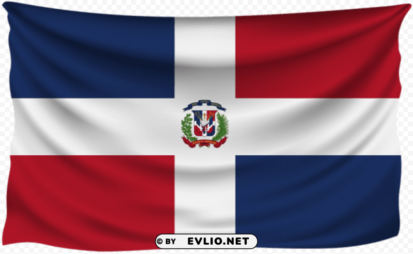dominican republic wrinkled flag PNG with clear overlay