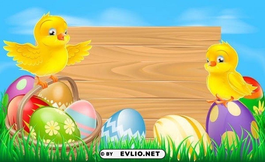 easterwith eggs and chickens PNG Isolated Illustration with Clarity