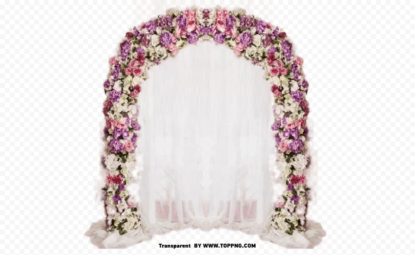 flower wedding romantic wedding door border Isolated Item on Clear Background PNG
