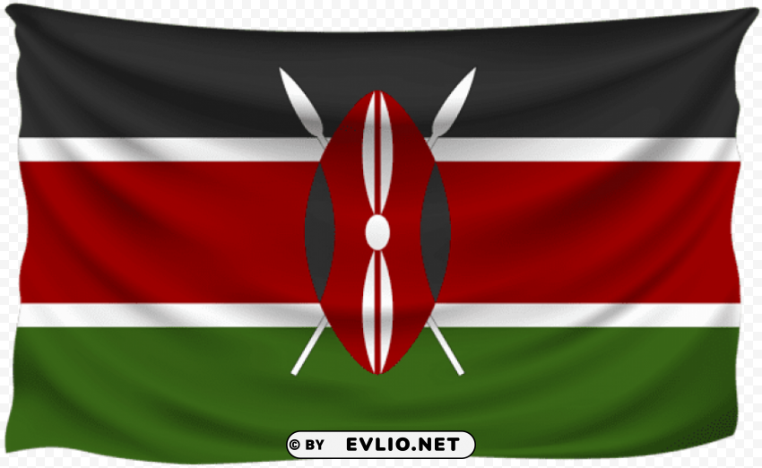 kenya wrinkled flag Transparent PNG Isolated Element