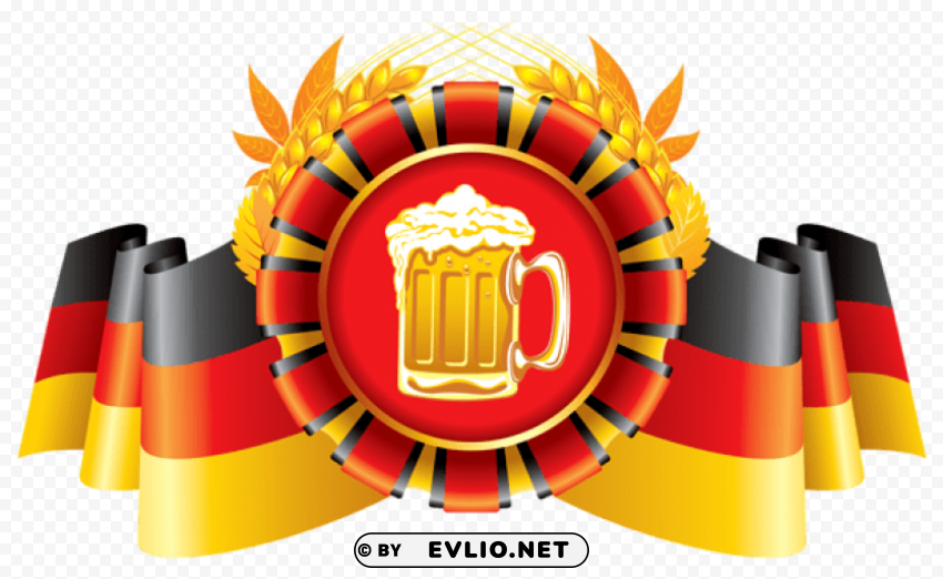 oktoberfest decor german flag with wheat and beer Isolated Character in Transparent PNG Format