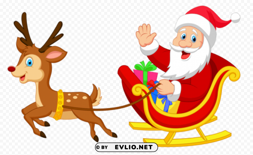  santa with rudolph Transparent background PNG images comprehensive collection