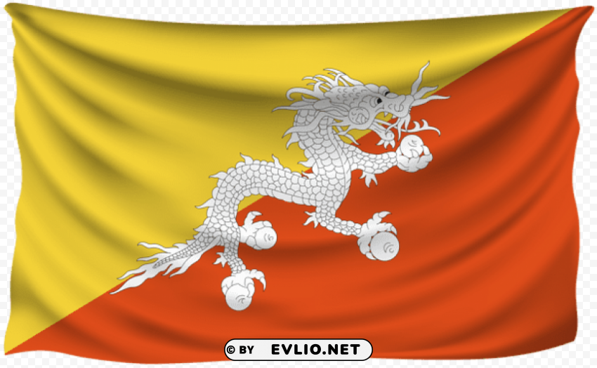 bhutan wrinkled flag Transparent Background PNG Isolated Pattern