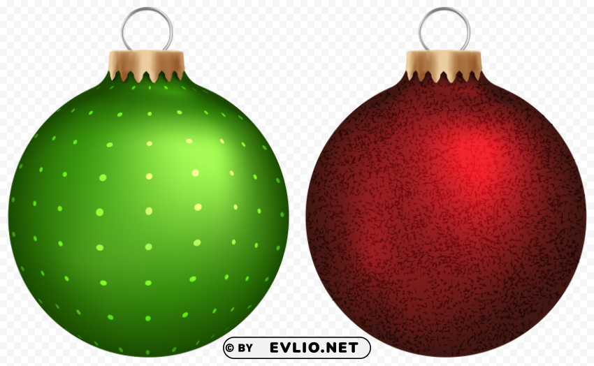 green and red christmas balls Isolated Character in Transparent PNG