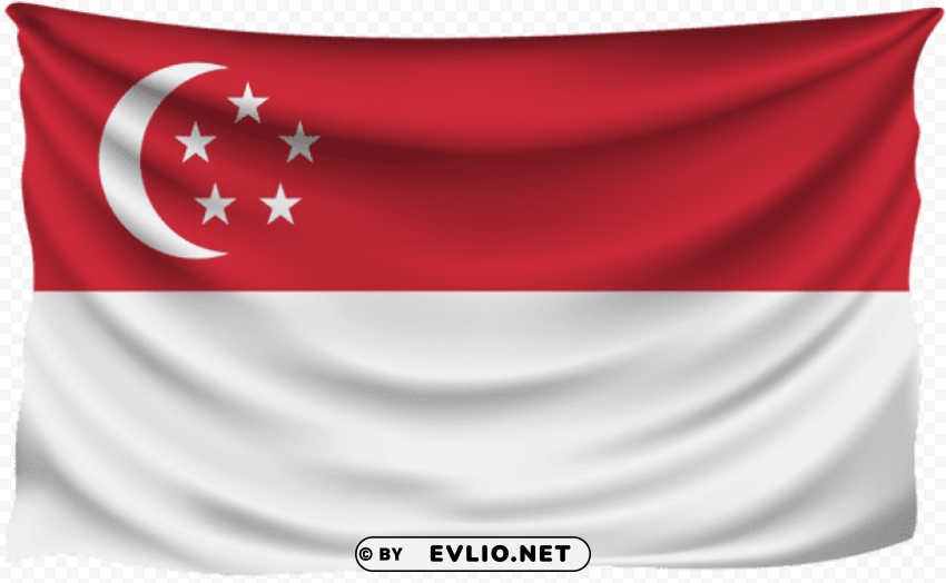 singapore wrinkled flag PNG transparent backgrounds