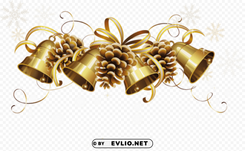  christmas golden bells Isolated Element in Clear Transparent PNG
