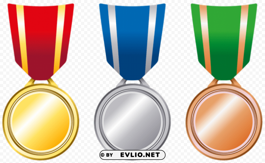  gold silver bronze medals Isolated Element on HighQuality Transparent PNG