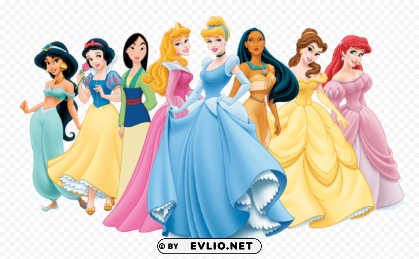 all disney princess cartoon PNG Graphic with Transparent Isolation