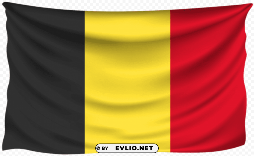 belgium wrinkled flag Isolated Item on Transparent PNG