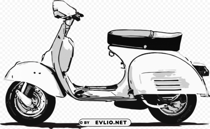 scooter vespa drawing Clean Background Isolated PNG Character
