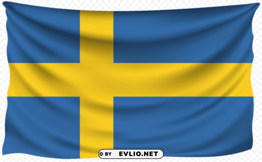 sweden wrinkled flag Isolated Object with Transparent Background PNG