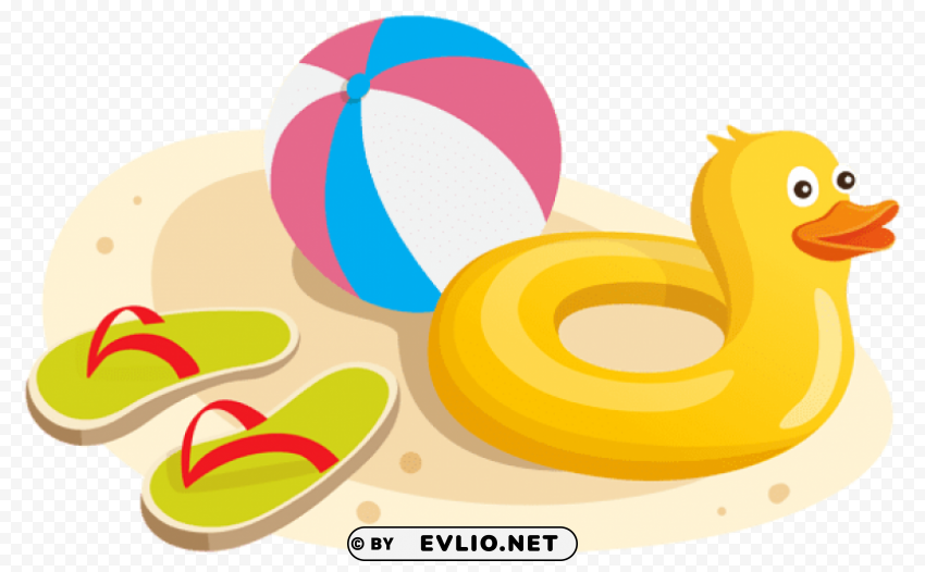 duck swim ring ball and flipflops PNG files with transparent elements wide collection