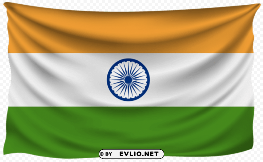 india wrinkled flag PNG images with alpha transparency layer