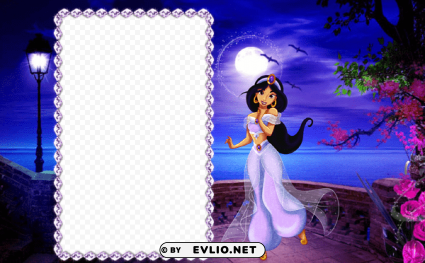 princess jasmine night kids frame Isolated Object in Transparent PNG Format