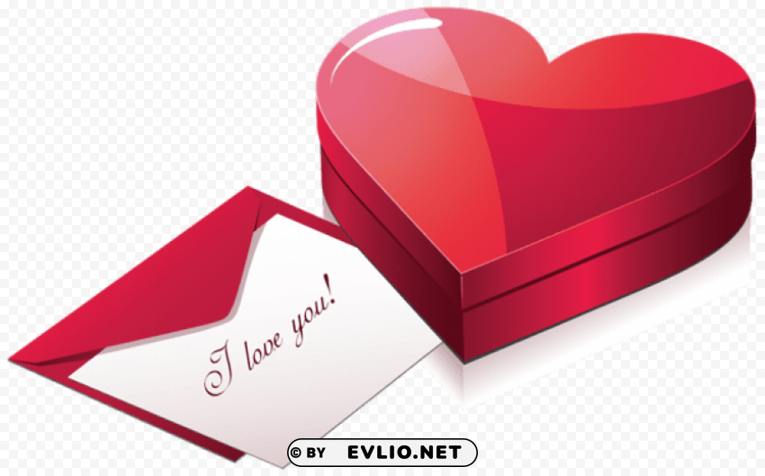 heart box with letter PNG files with transparent backdrop