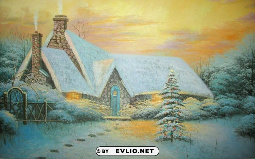 nice christmas house painting Isolated Item with HighResolution Transparent PNG