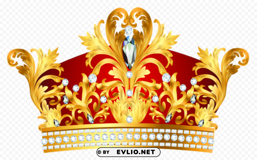 Red Golden Crown With Diaonds PNG For Presentations