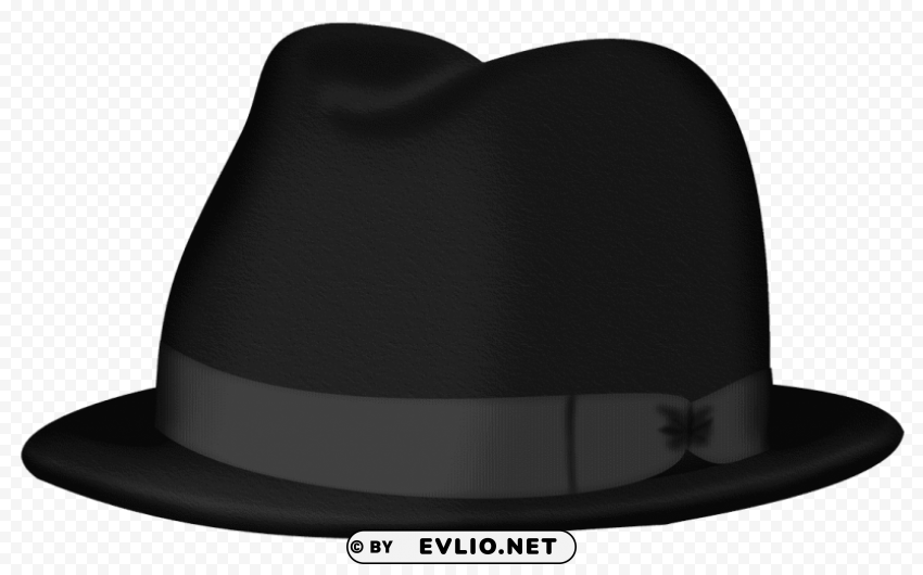 black fedora hat Clear Background Isolated PNG Icon
