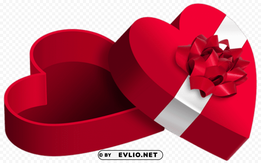 cute red heart gift box Isolated Object with Transparency in PNG
