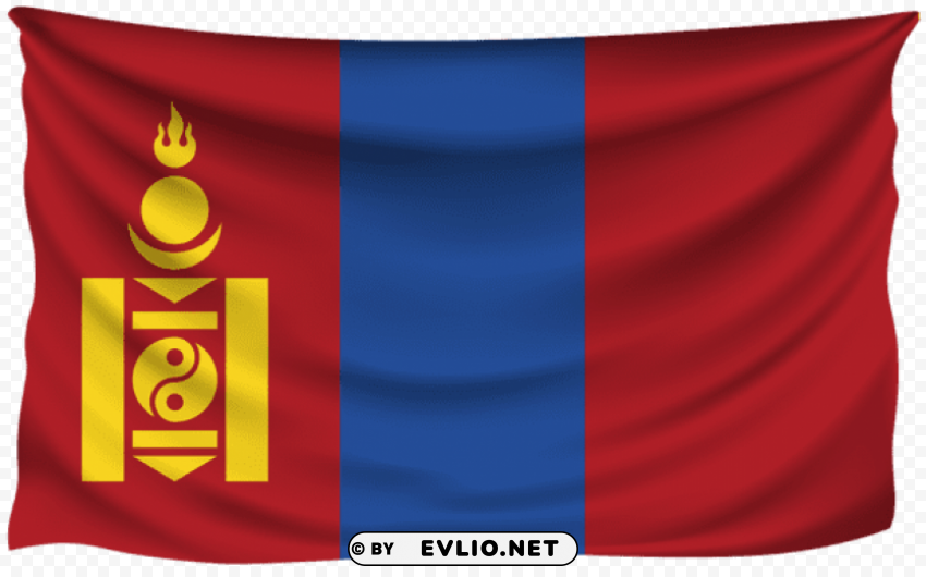 mongolia wrinkled flag PNG Isolated Object with Clarity