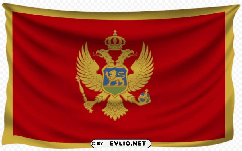 montenegro wrinkled flag Clear Background PNG Isolated Graphic