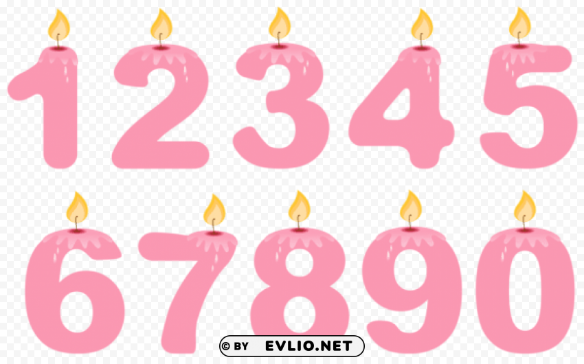 transparent numbers birthday candles pink Clear PNG file