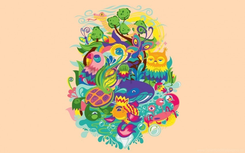 animals colorful imagination improvisation wallpaper PNG Isolated Illustration with Clear Background