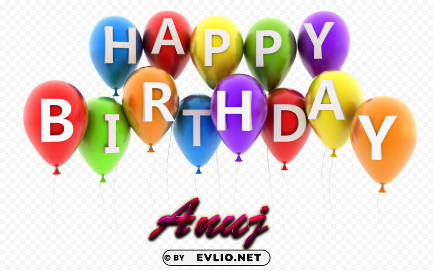 anuj happy birthday vector cake name Isolated Graphic on Clear Background PNG