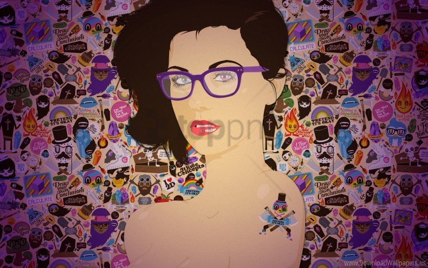 background colorful face girl glasses makeup wallpaper Isolated Subject on HighQuality PNG