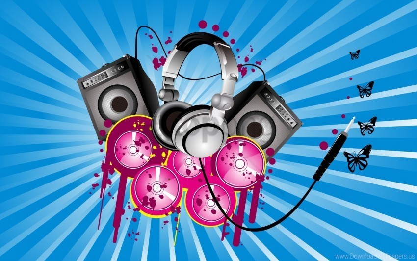 balls butterflies colorful headphones lines speakers wallpaper HighQuality PNG with Transparent Isolation