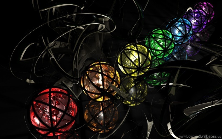 balls metal multlored spiral wallpaper Transparent background PNG artworks