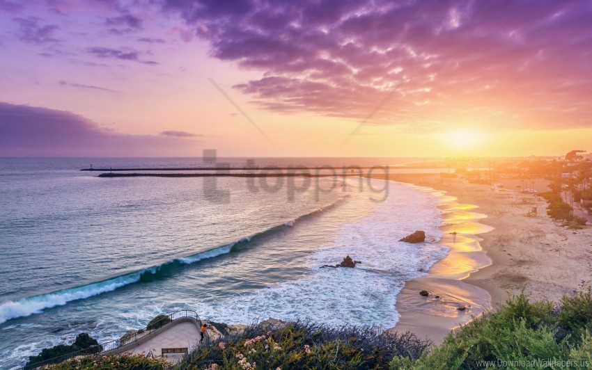 Beach Corona Del Mar Newport Wallpaper Isolated PNG On Transparent Background