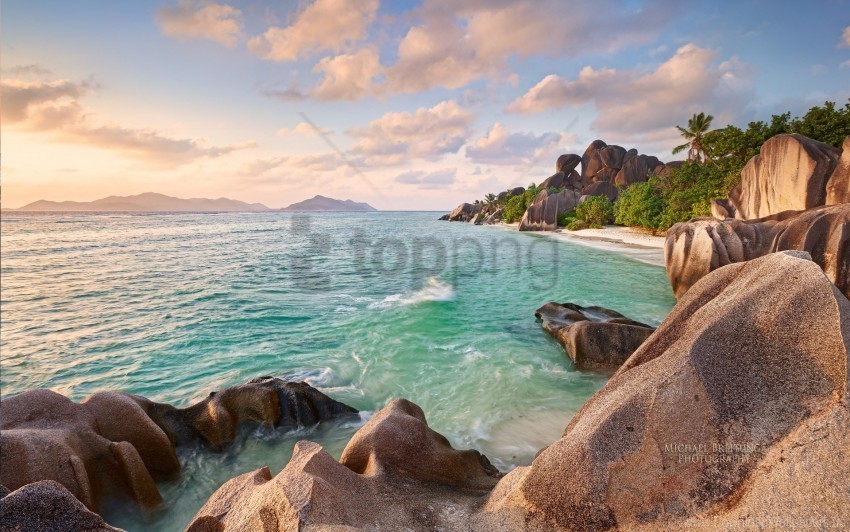 beach digue seychelles wallpaper Isolated Subject in HighQuality Transparent PNG