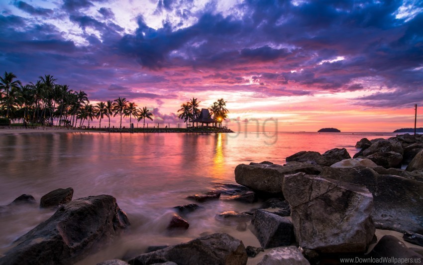 beach resort sunset wallpaper Isolated PNG Object with Clear Background